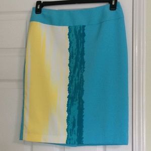 ❤️ EUC Cato aqua/yellow pencil skirt. Size 6